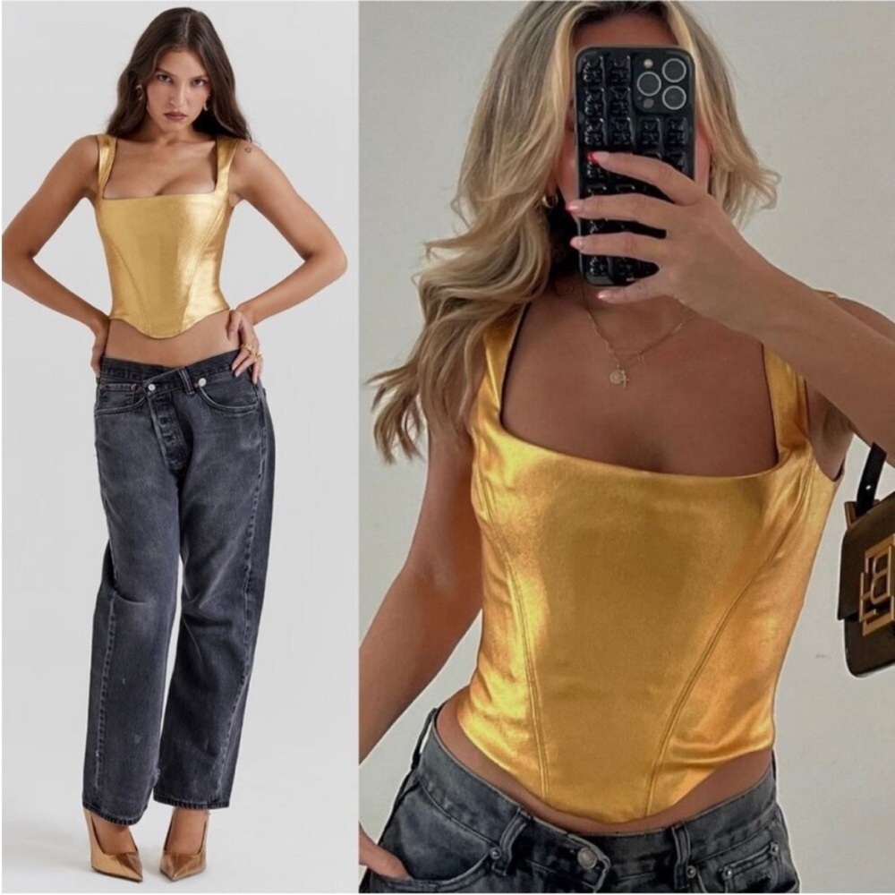 House Of CB Karia‎ Gold Corset Top size S NWOT
